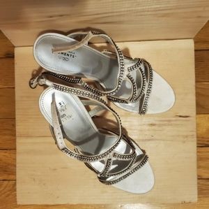 White sandal heels